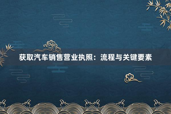 获取汽车销售营业执照：流程与关键要素